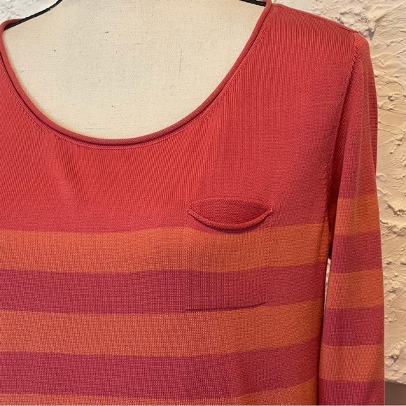 Peruvian Connection Striped Knit Dress Orange Womens 3/4 Sleeve Sz M - Picture 2 of 6